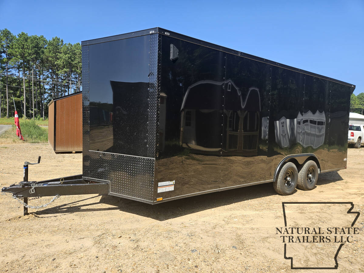 2026 Black Quality Cargo 8.5X20TA BOP Rear Wing, Lights, and Extra D-Rings